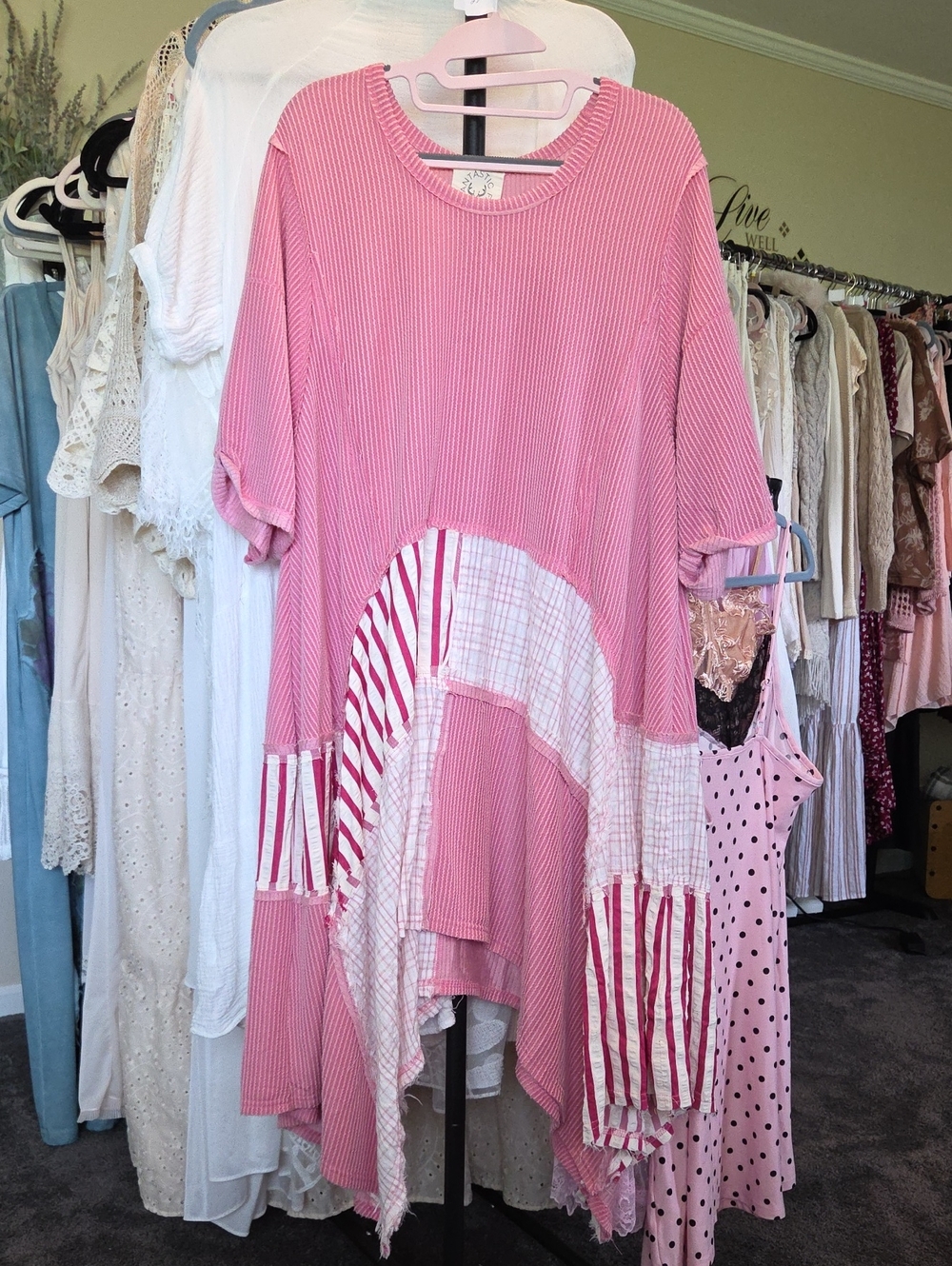 Fantastic Fawn Pink Patchwork Tunic Dress